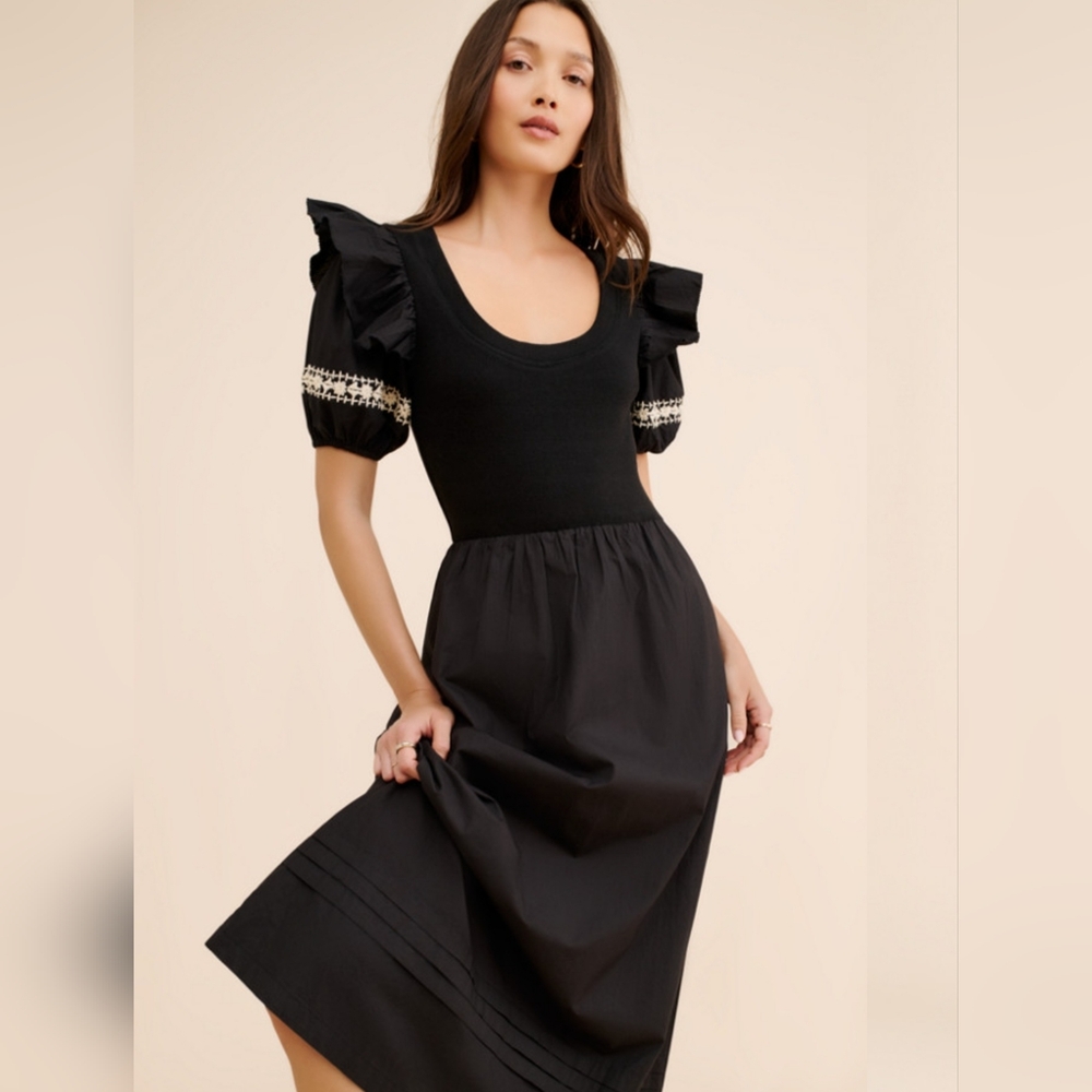 Cleobella Selman Organic Cotton Black Modi Dress Size M - Picture 4 of 13